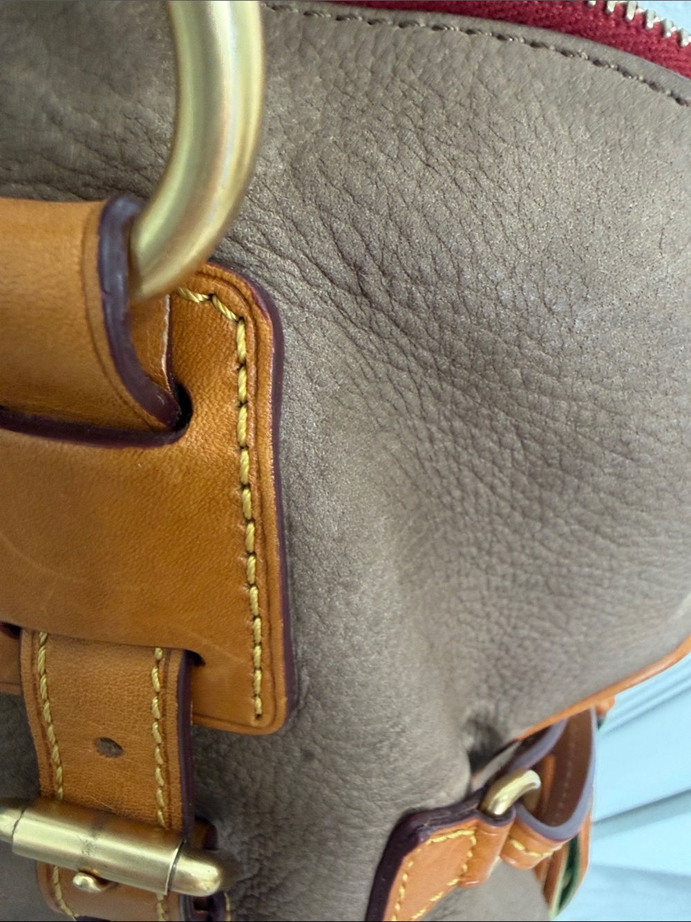 Dooney and Bourne Brown Leather Satchel with Tan Trim - Women's Handbag - Picture 8 of 14